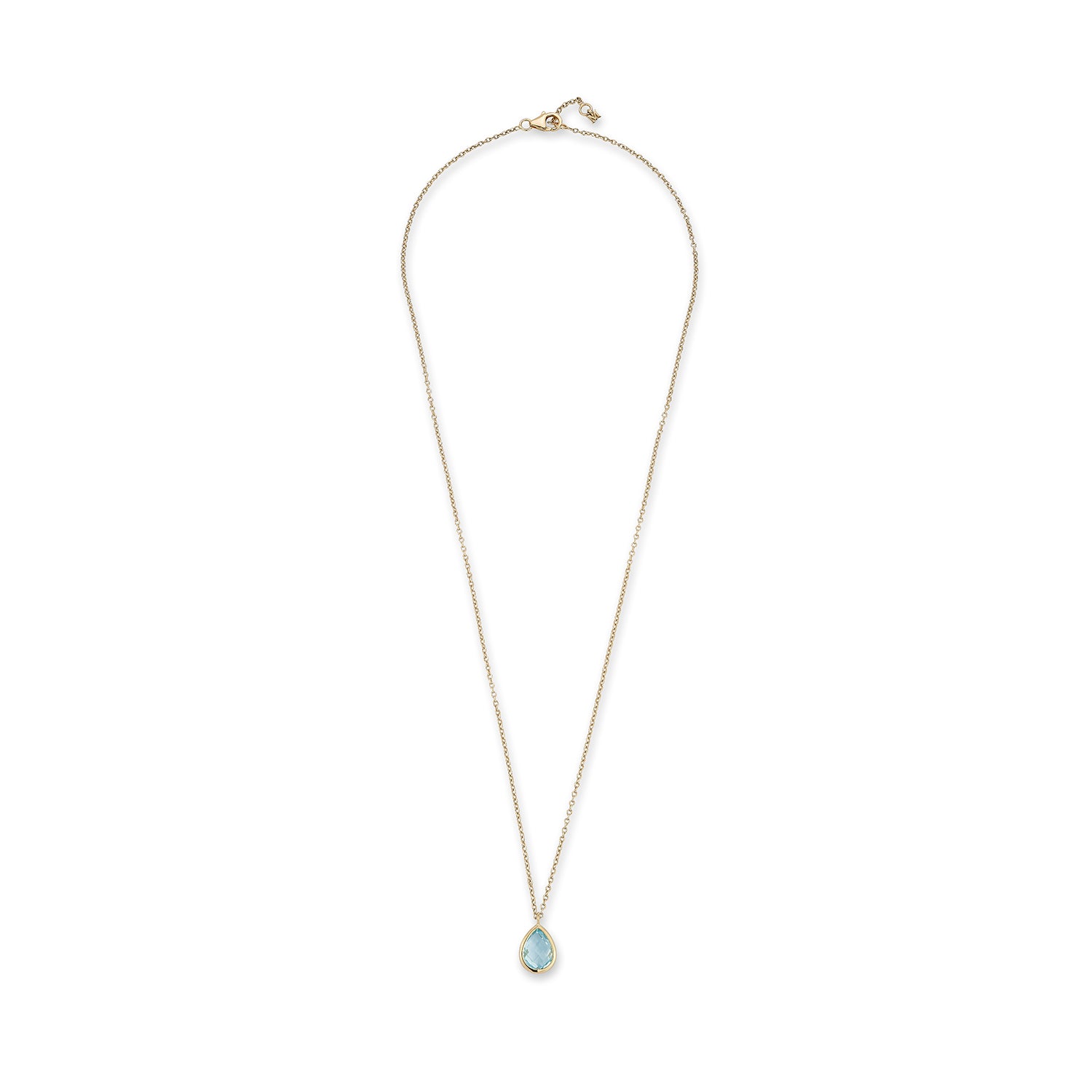 14kt Blue Topaz Bezel Pear Drop Necklace — фото 4