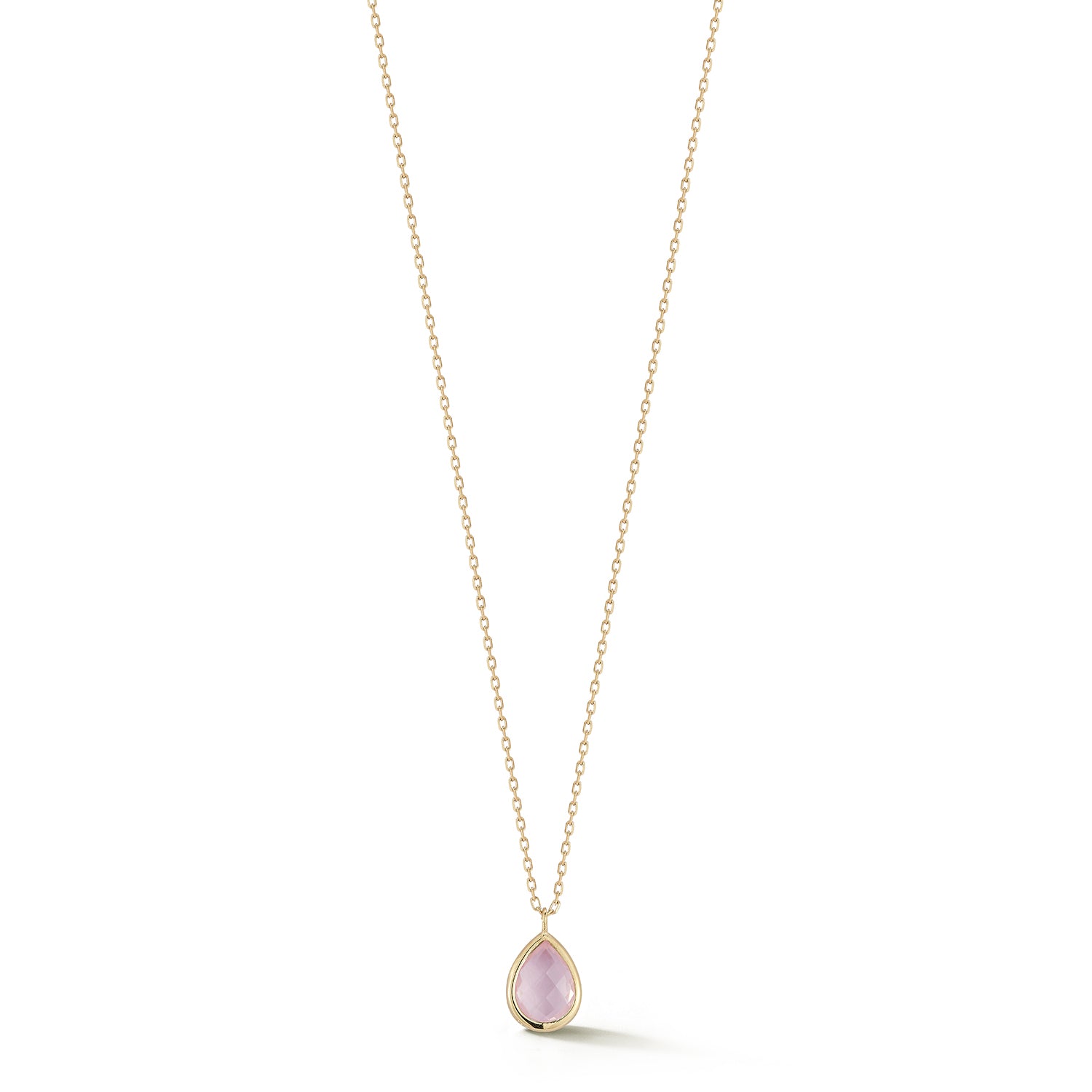 14kt Pink Topaz Bezel Pear Drop Necklace — фото 1