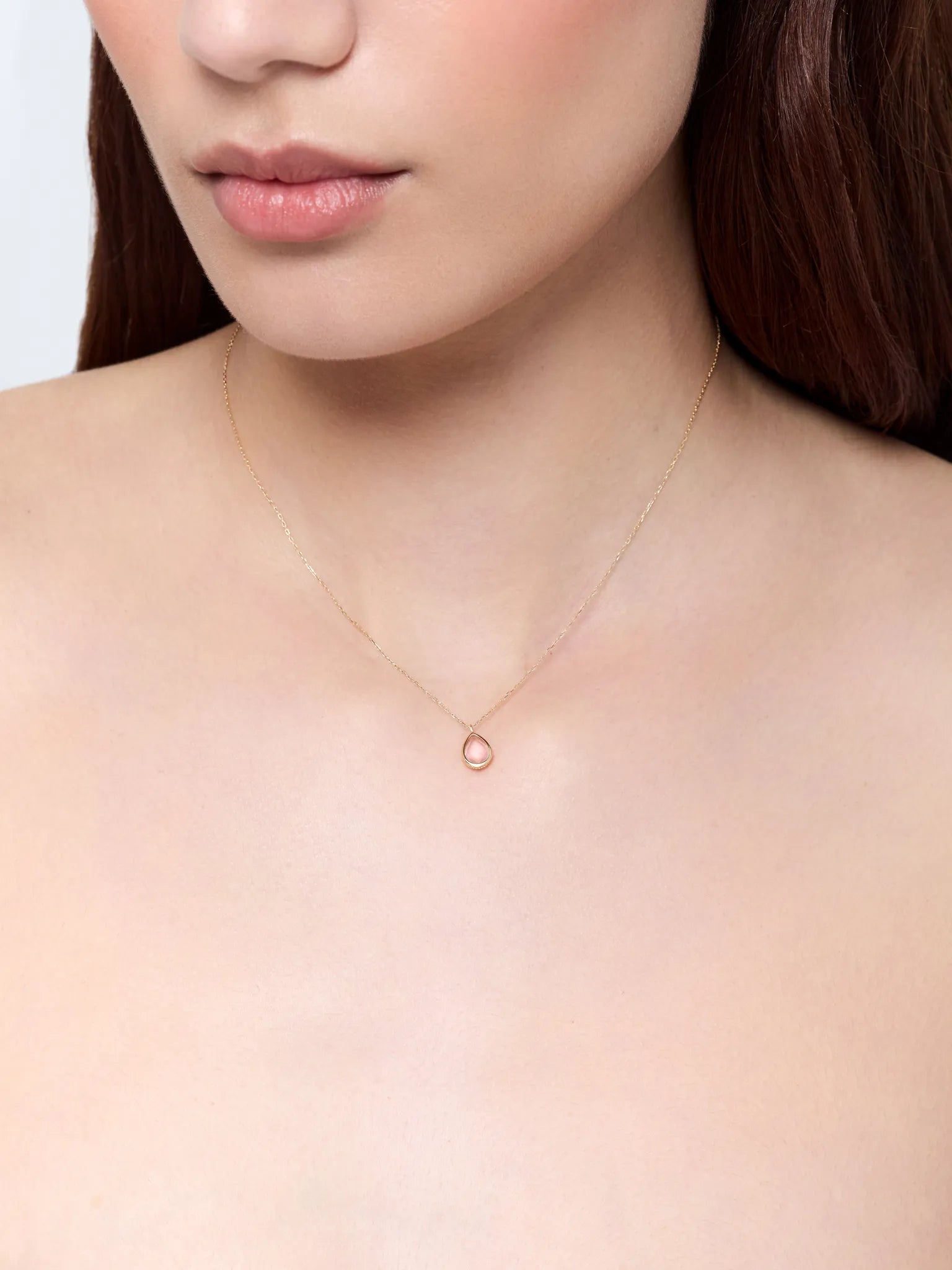 14kt Pink Topaz Bezel Pear Drop Necklace — фото 2