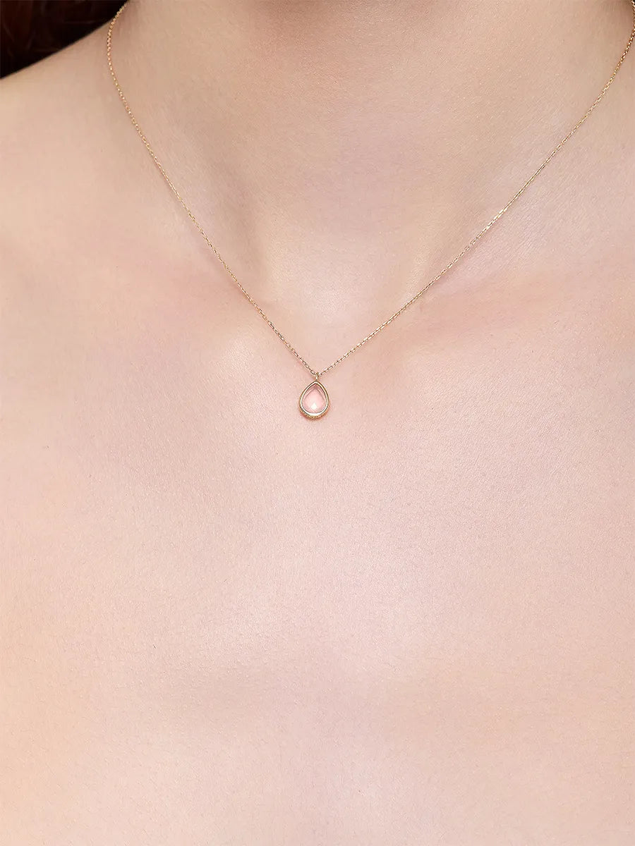 14kt Pink Topaz Bezel Pear Drop Necklace — фото 4