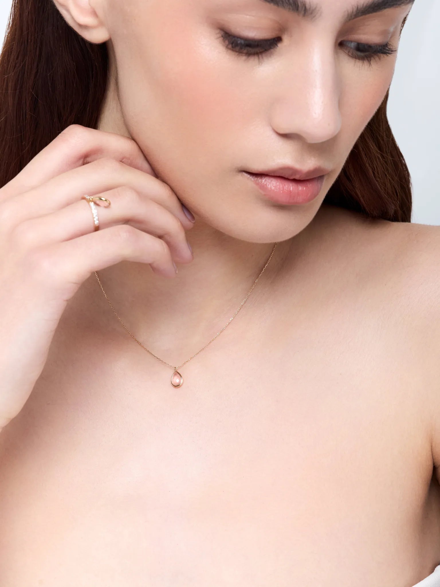 14kt Pink Topaz Bezel Pear Drop Necklace — фото 5