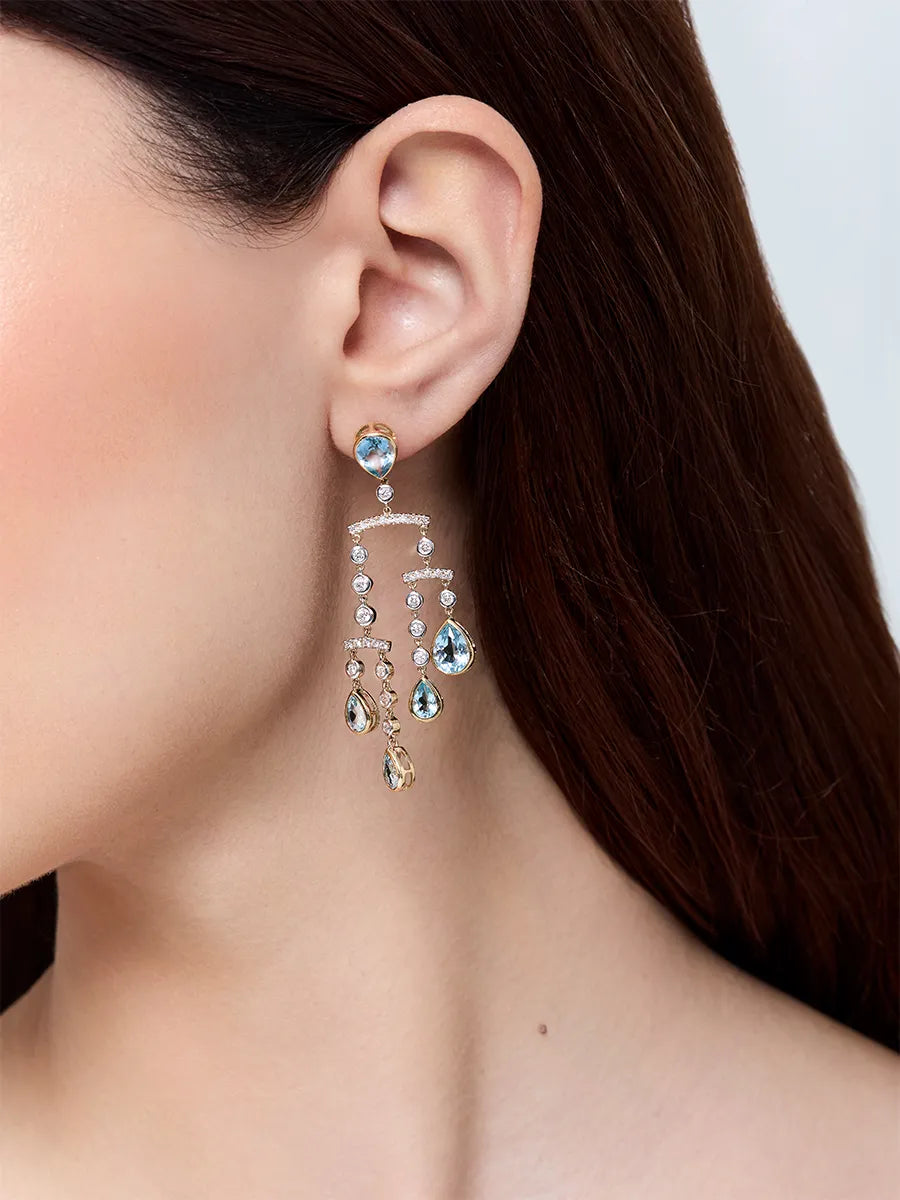 14kt Blue Topaz and Diamond Mobile Earrings — фото 2