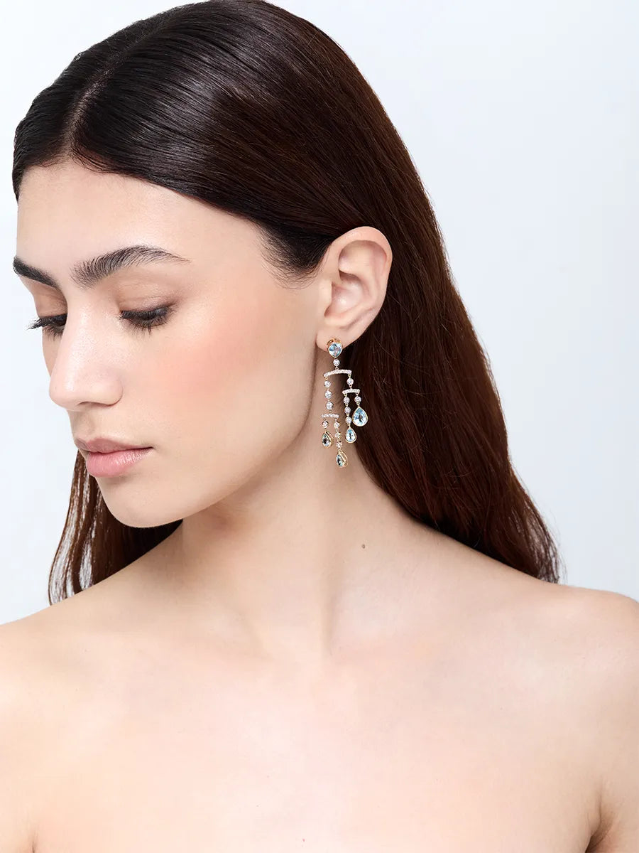 14kt Blue Topaz and Diamond Mobile Earrings — фото 3
