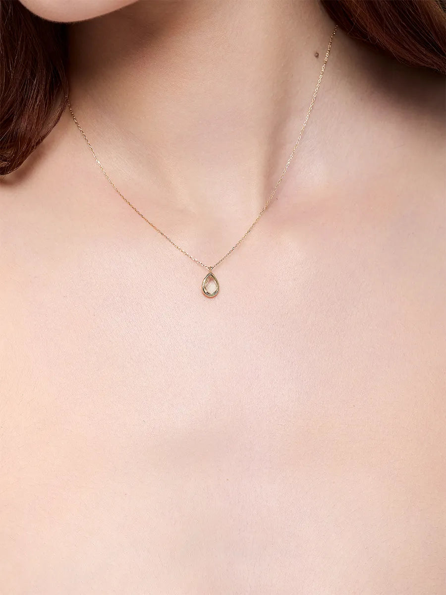 14kt Green Amethyst Bezel Pear Drop Necklace — фото 4