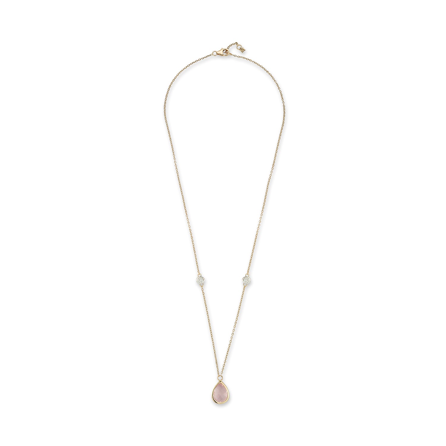 14kt Pink Topaz Pear and Diamond Bezel Necklace — фото 4