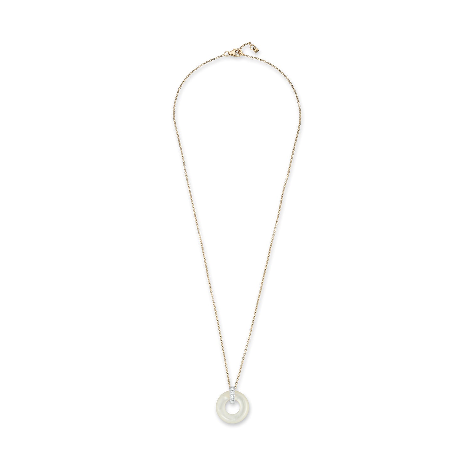 14kt Mother of Pearl  Donut and Diamond Door Knocker Necklace — фото 4