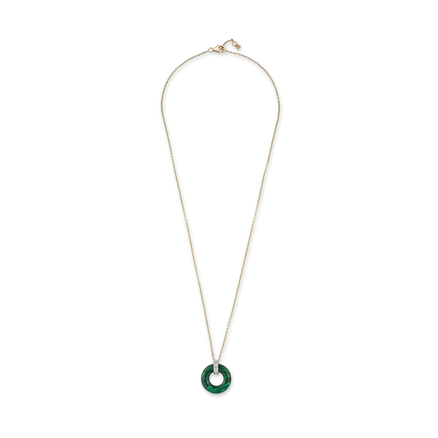 14kt Malachite Donut and Diamond Door Knocker Necklace — фото 5