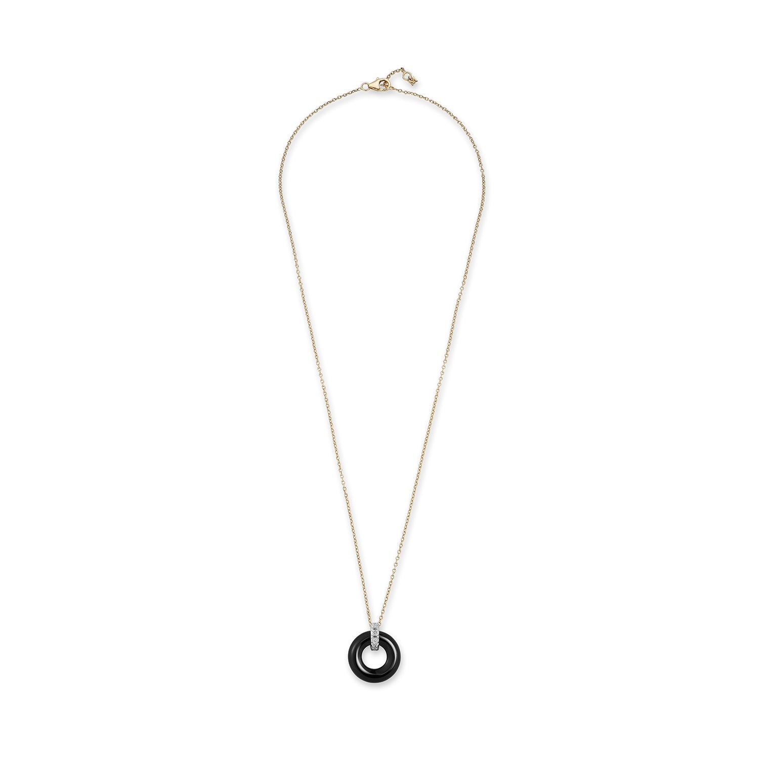 14kt Onyx Donut and Diamond Door Knocker Necklace — фото 5