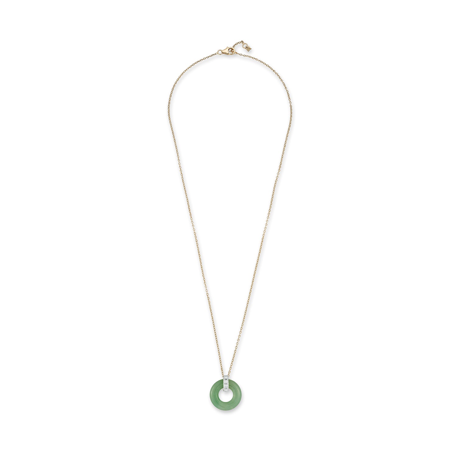 14kt Jade Donut and Diamond Door Knocker Necklace — фото 4