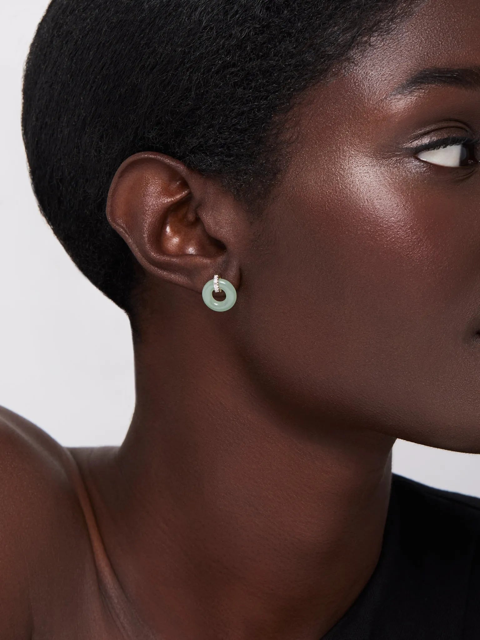 14kt Jade Donut and Diamond Door Knocker Earrings — фото 2
