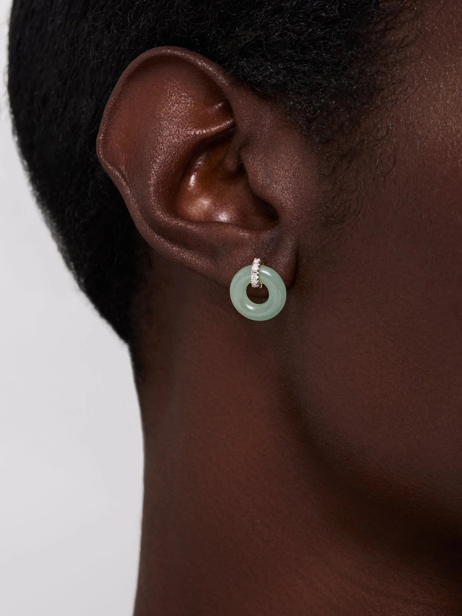 14kt Jade Donut and Diamond Door Knocker Earrings — фото 4