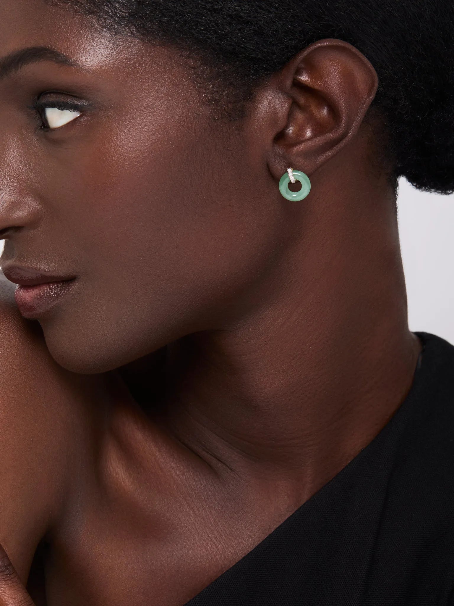 14kt Jade Donut and Diamond Door Knocker Earrings — фото 5