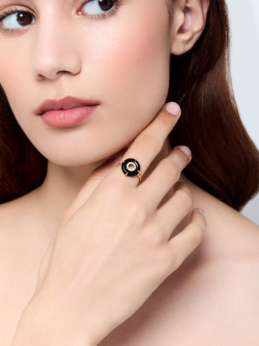 14kt Onyx and Diamond Donut Ring — фото 3