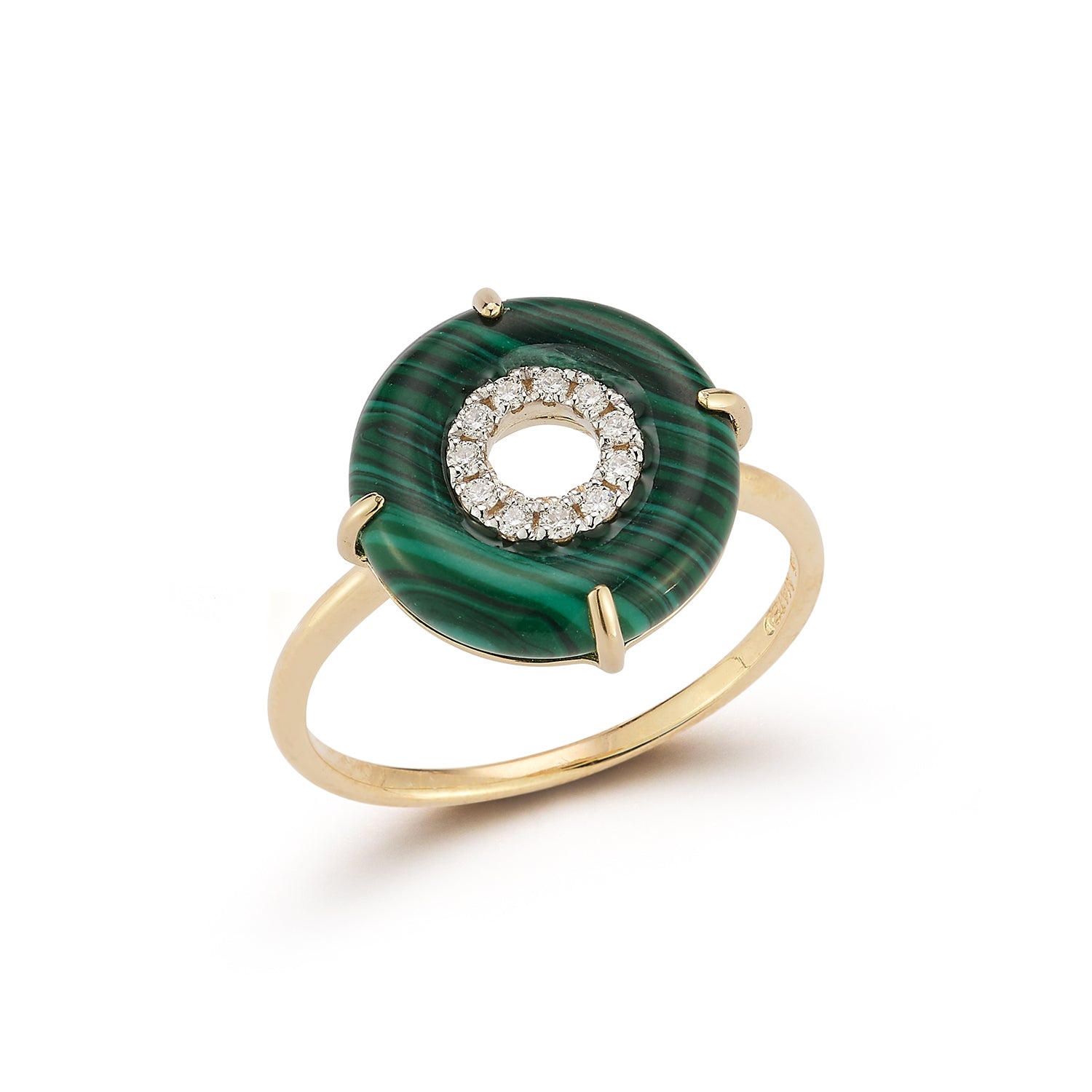 14kt Malachite and Diamond Donut Ring — фото 1