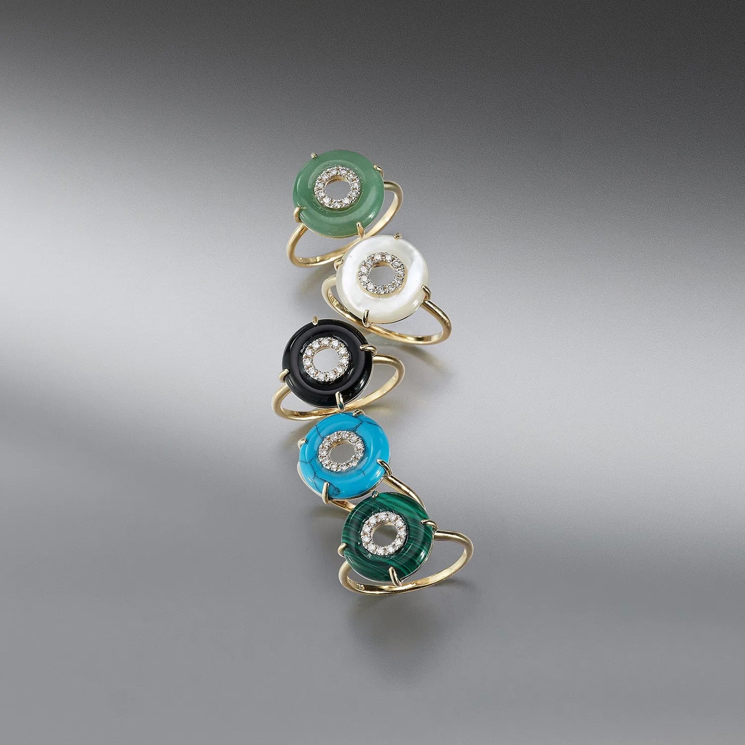 14kt Malachite and Diamond Donut Ring — фото 6