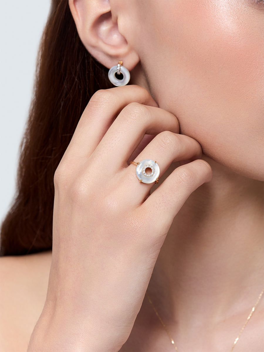 14kt Mother of Pearl and Diamond Donut Ring — фото 3