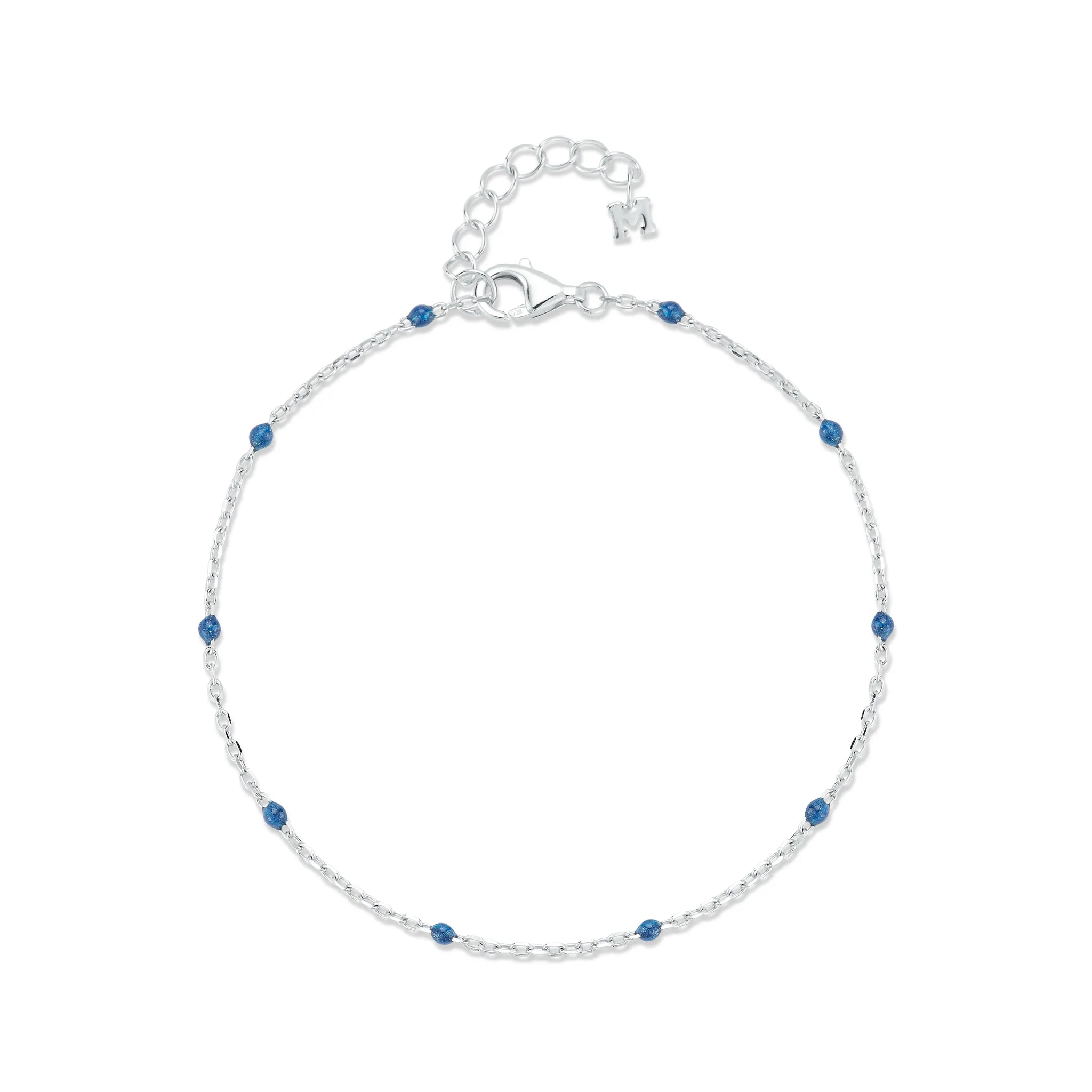 Blue Enamel Station Chain Bracelet — фото 1