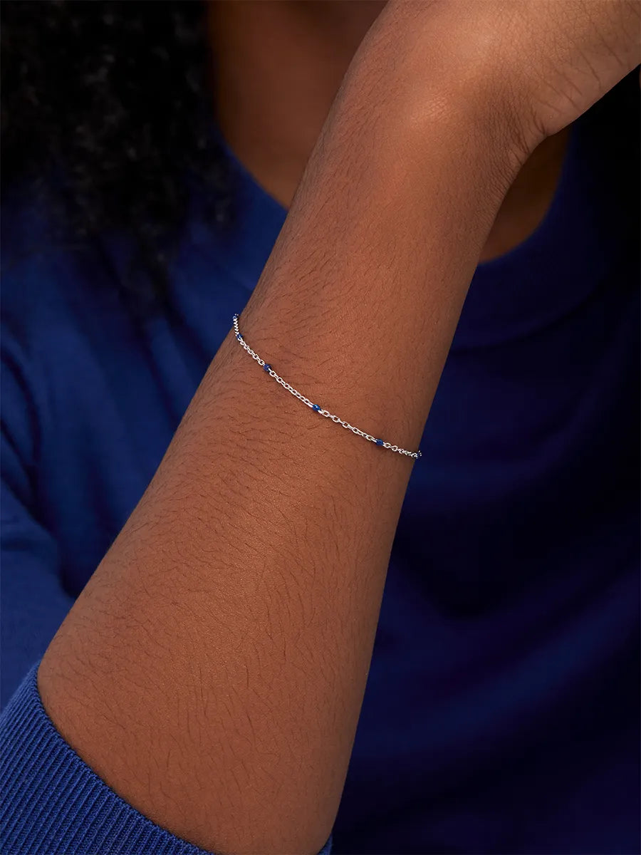 Blue Enamel Station Chain Bracelet — фото 2
