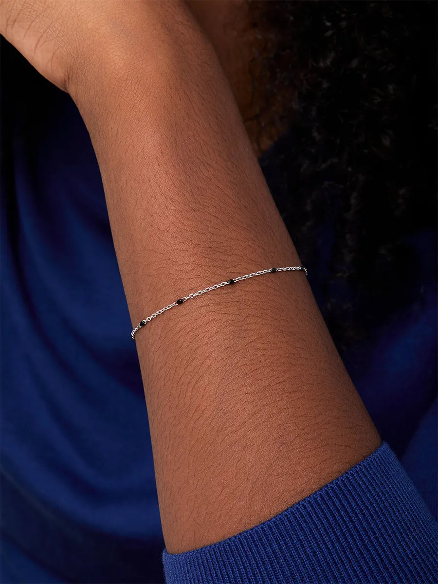 Black Enamel Station Chain Bracelet — фото 2