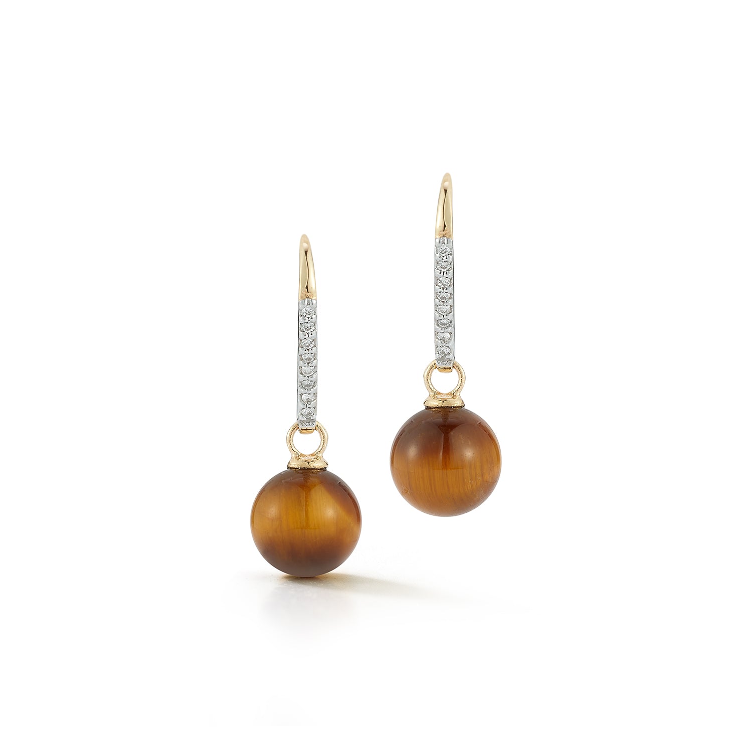 14kt Single Tigers Eye Drop Earrings — фото 4