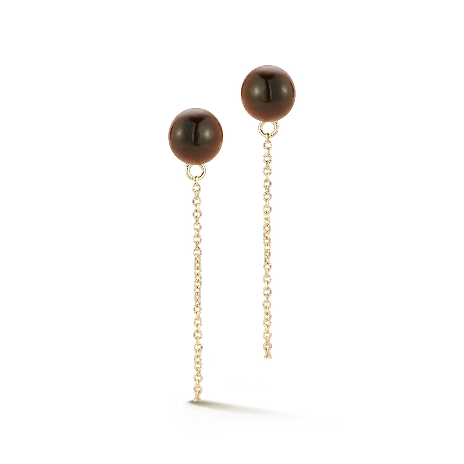14kt Tigers Eye Studs with Chain Drop Earrings — фото 4