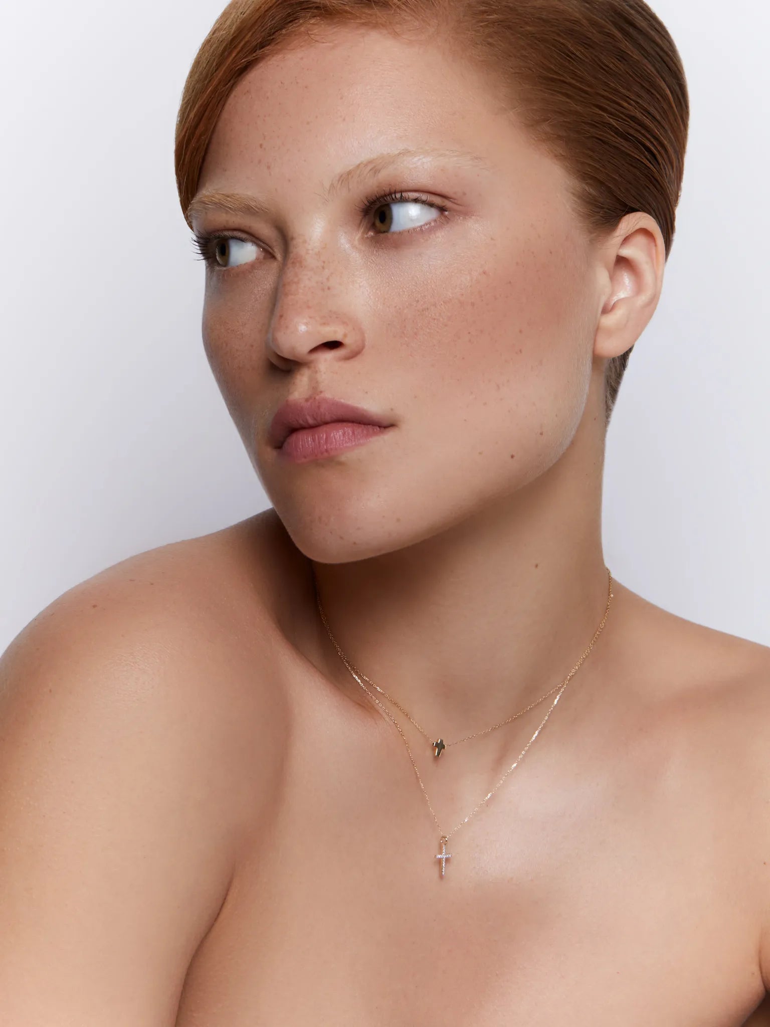 14kt Mini Suspended Cross Necklace — фото 3