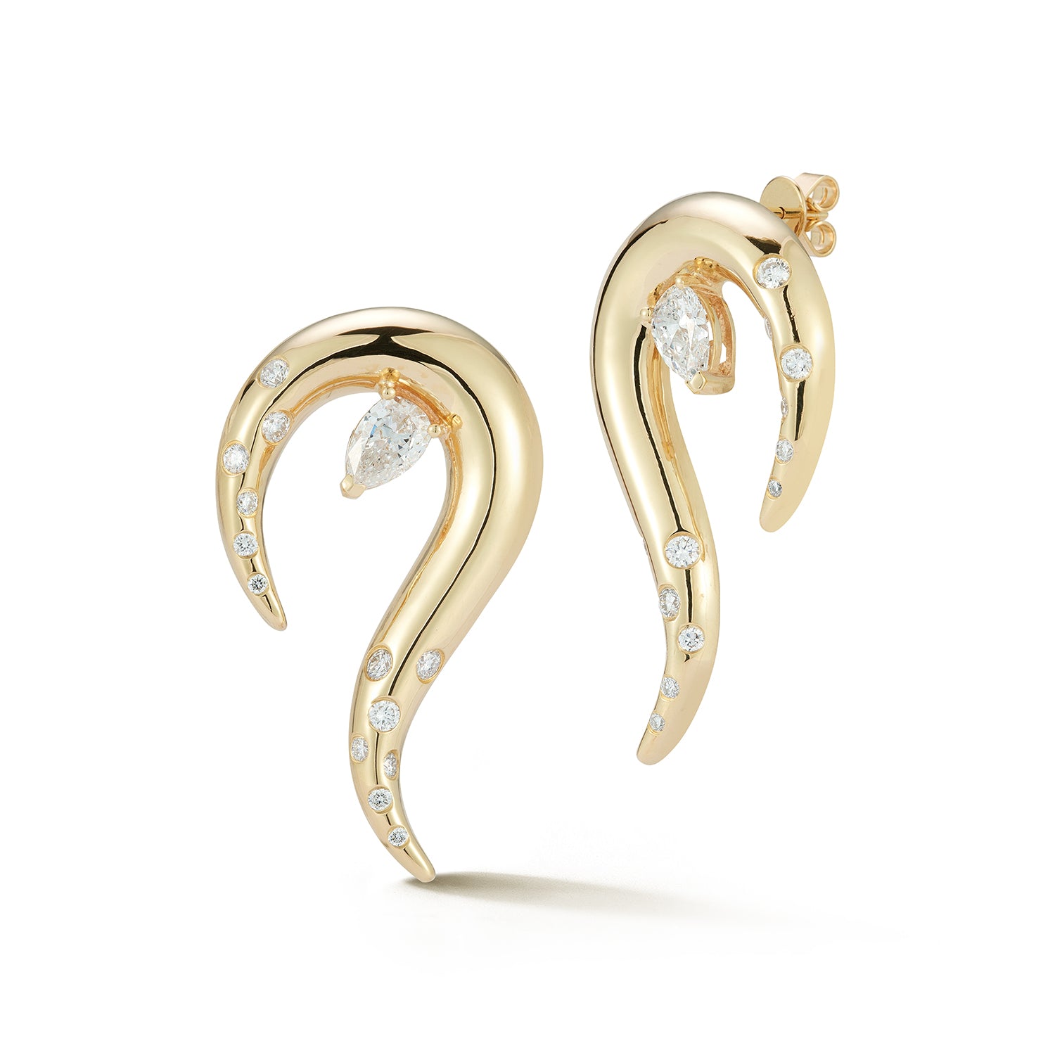 14kt Diamond Swoosh Earrings — фото 2