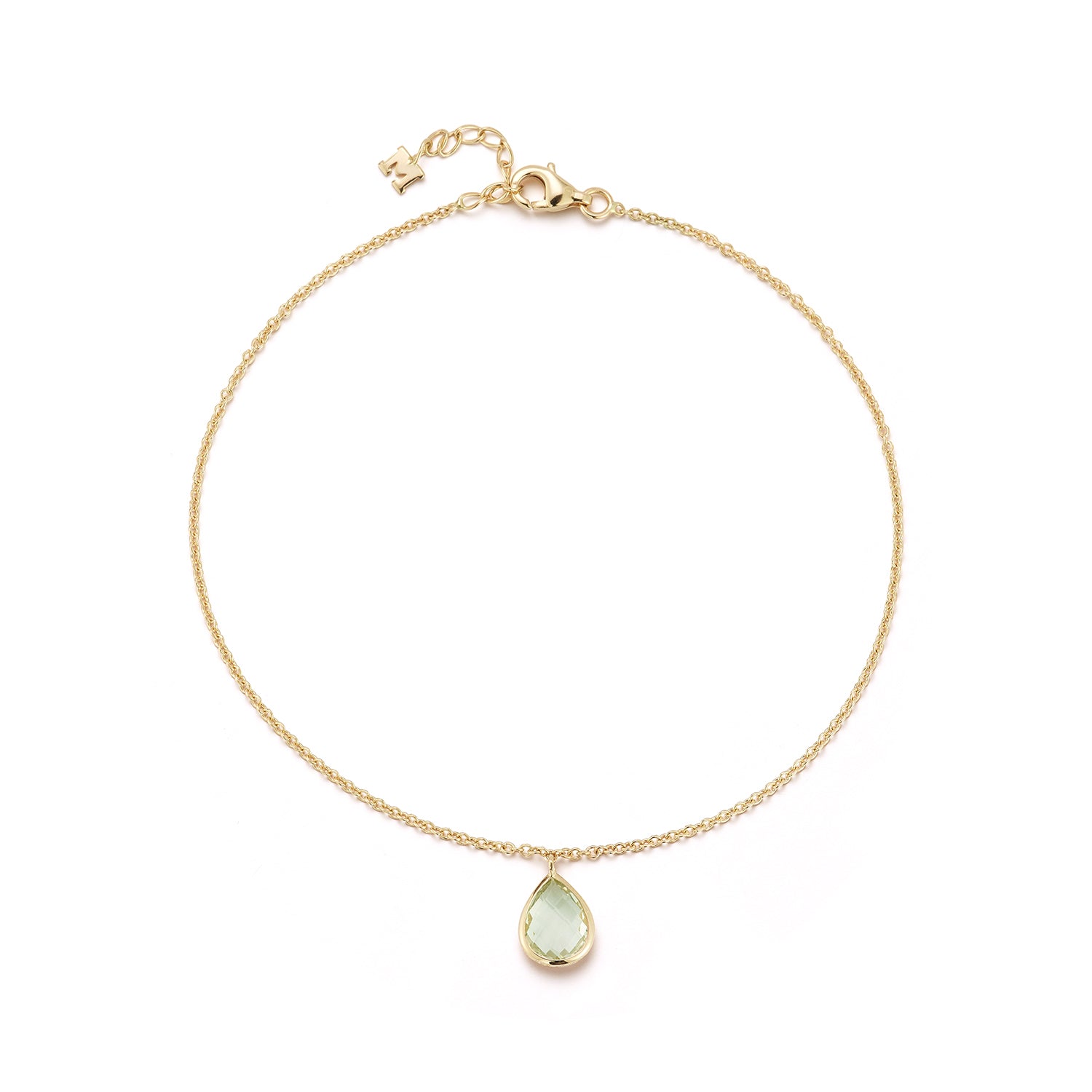 14kt Green Amethyst Pear Anklet — фото 1