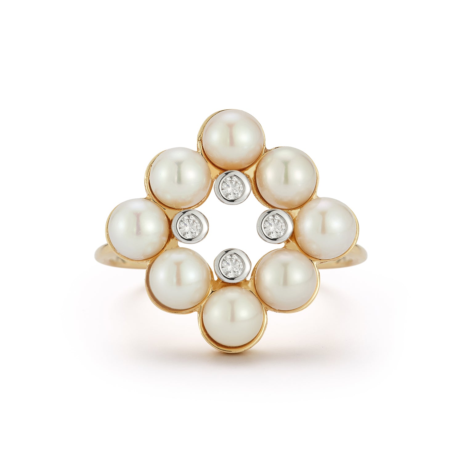 14kt  Pearls and Diamond Cluster Ring — фото 4