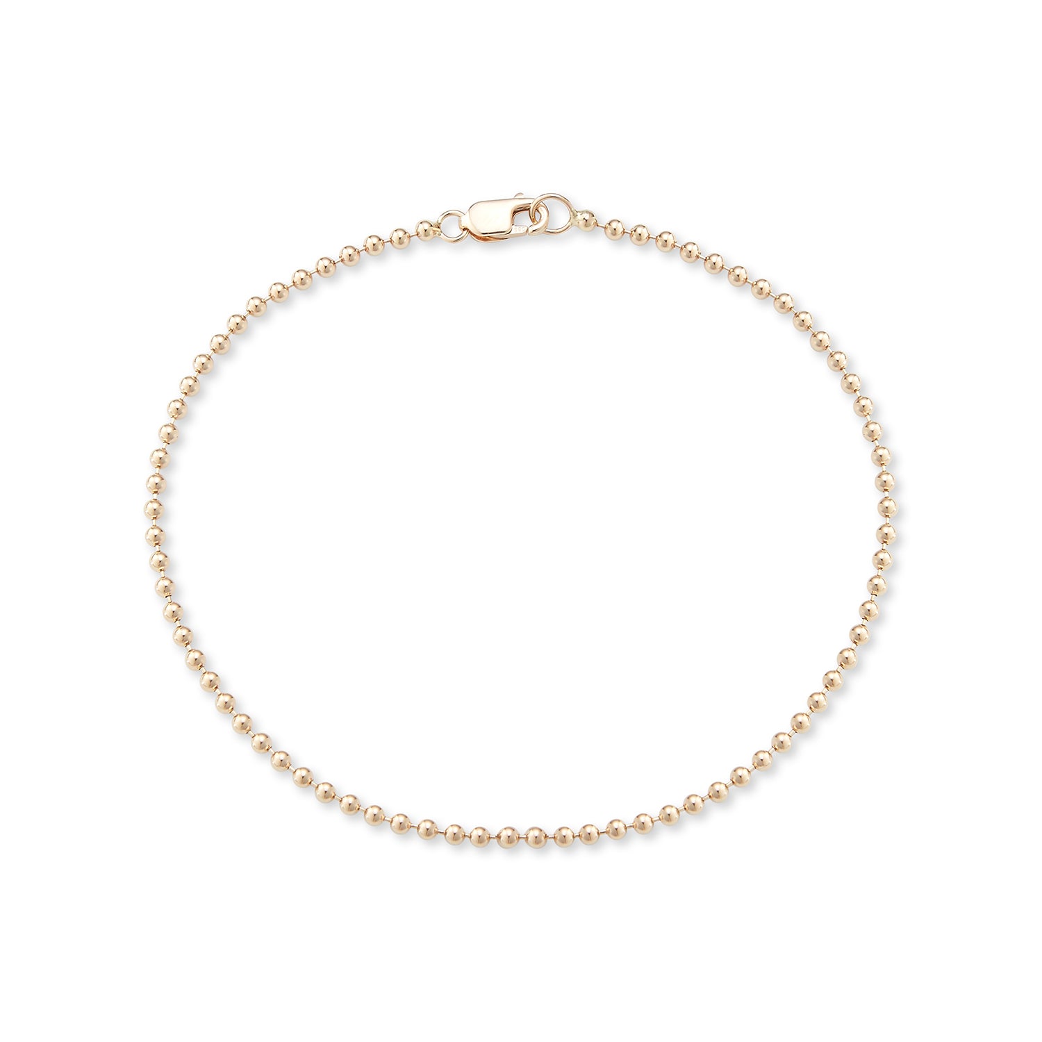 14kt 2mm Ball Chain Bracelet