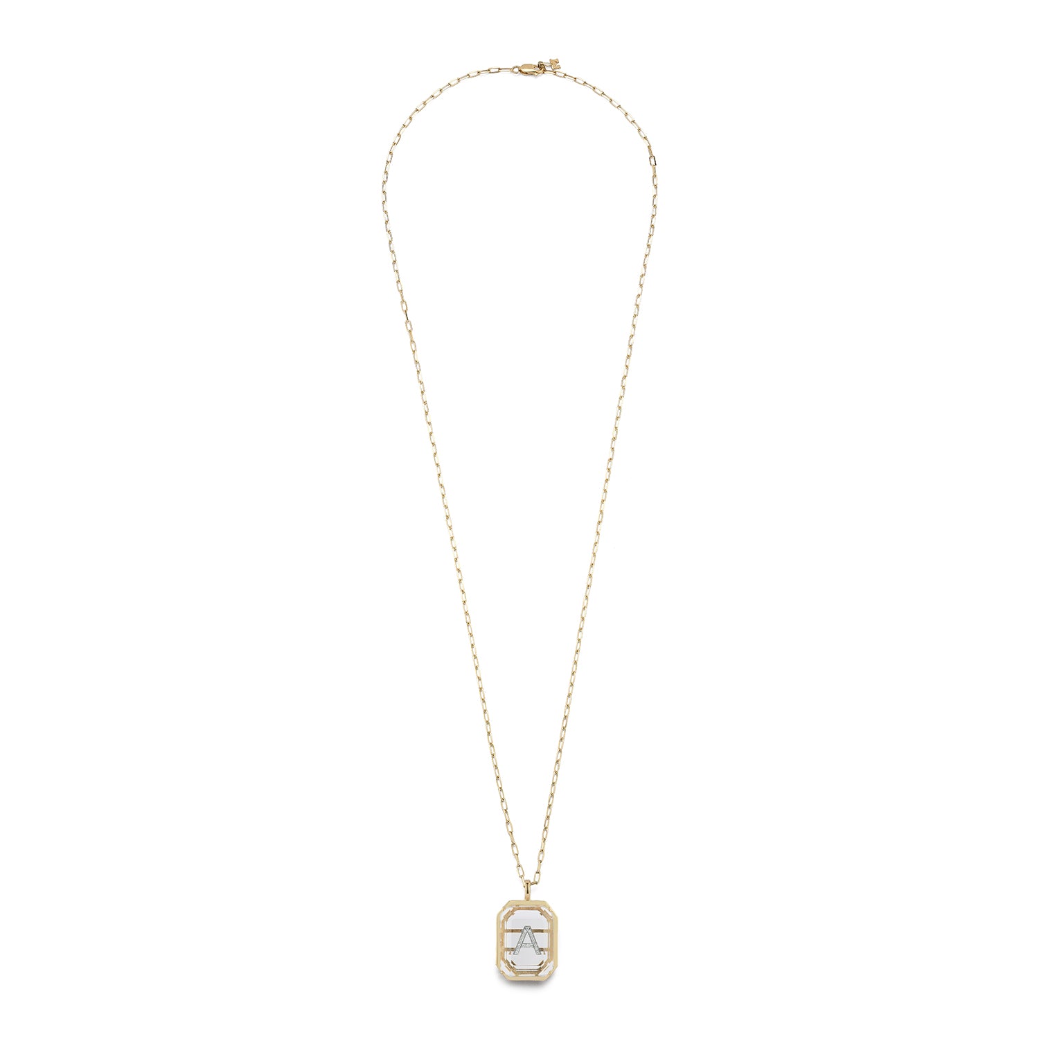 14kt Large Gold Frame Secret Initial Necklace — фото 3