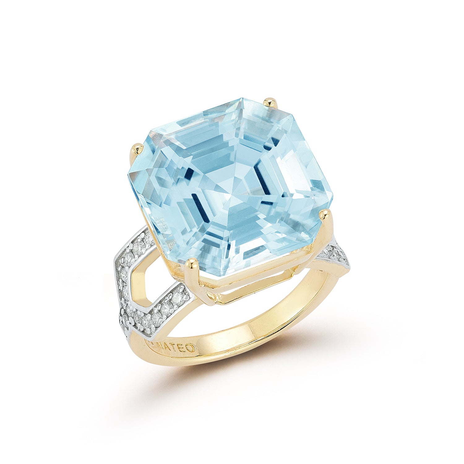 14kt Asscher Cut Swiss Blue Topaz Ring — фото 1