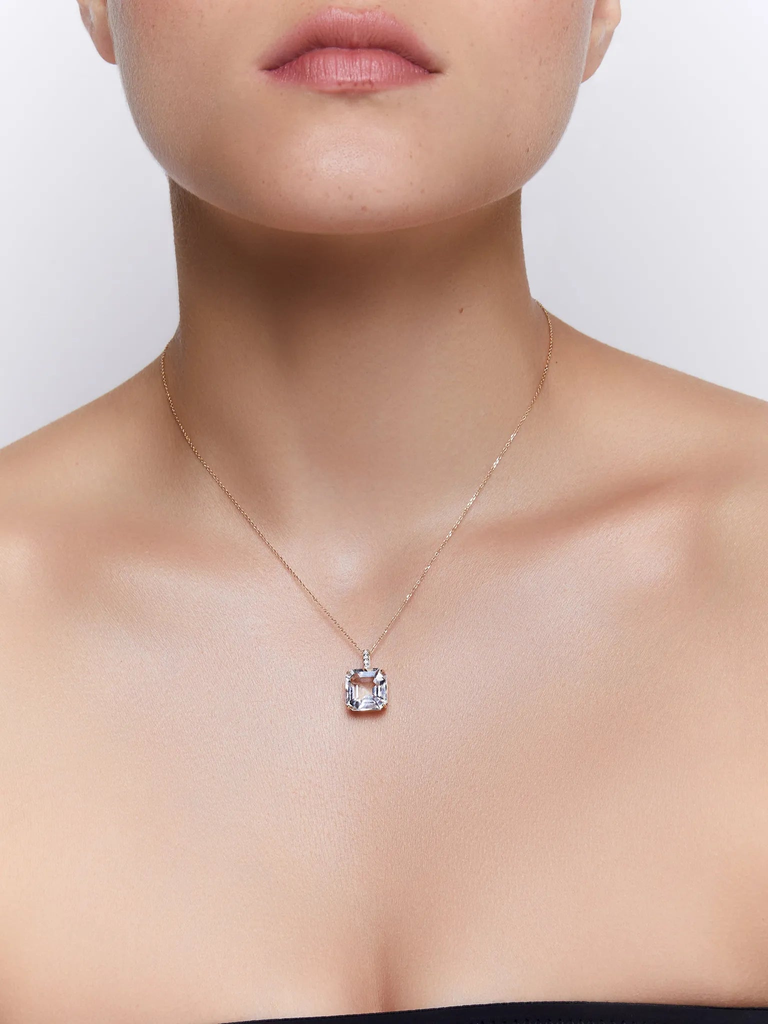 14kt Asscher Cut White Topaz Necklace — фото 2