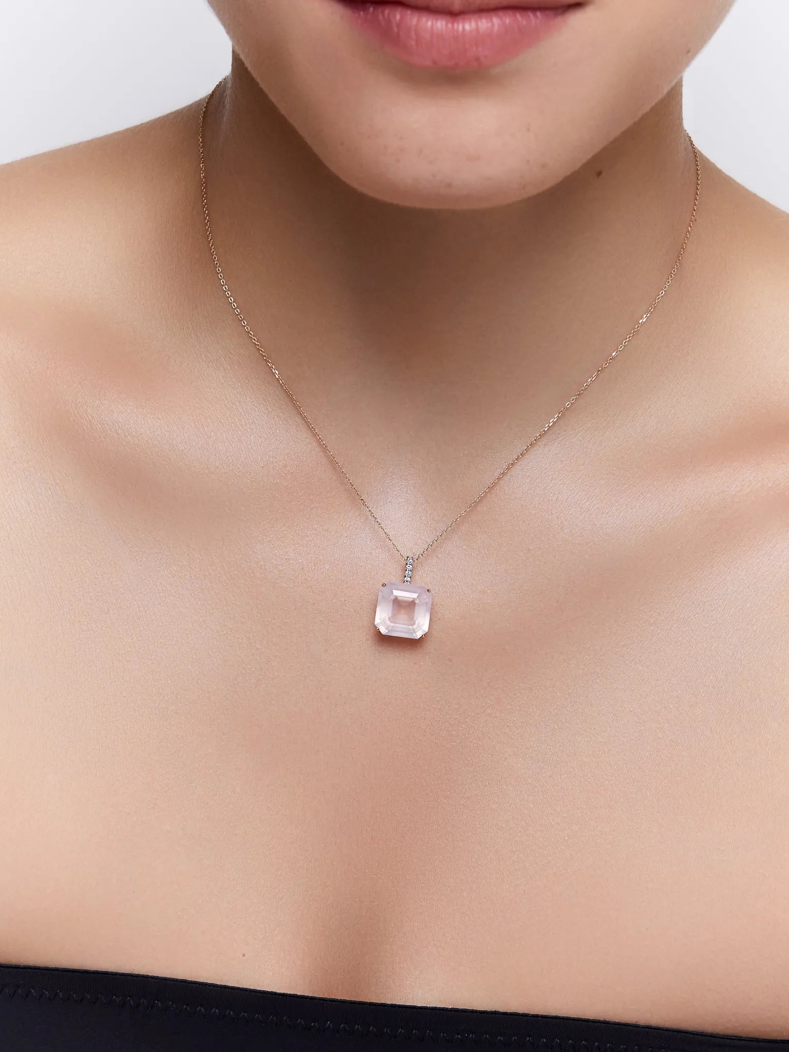 14kt Asscher Cut Pink Topaz Necklace — фото 5