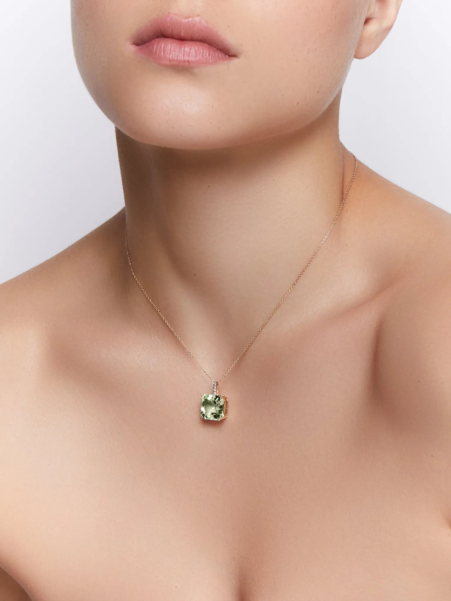 14kt Asscher Cut Green Amethyst Necklace — фото 6