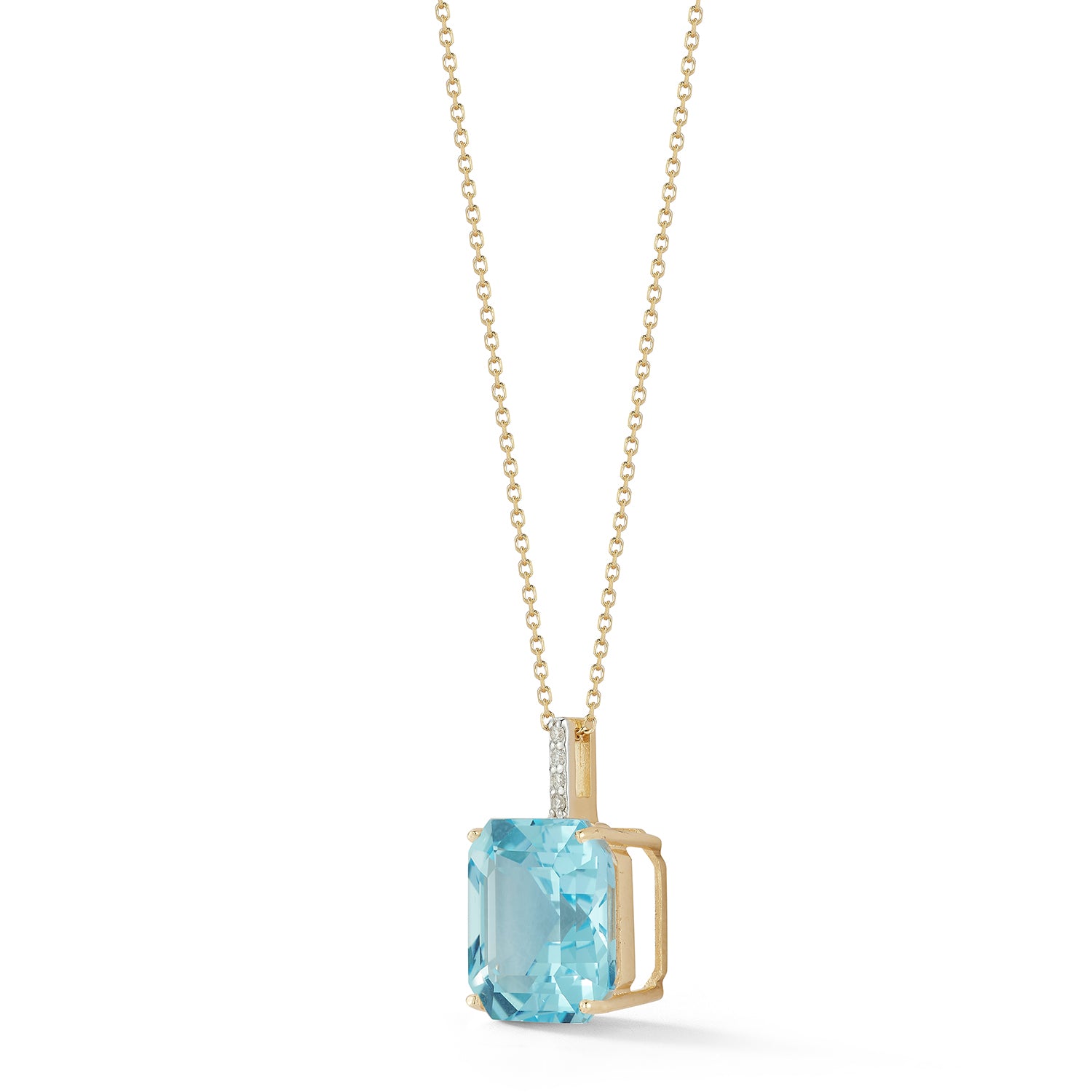 14kt Asscher Cut Swiss Blue Topaz Necklace — фото 4