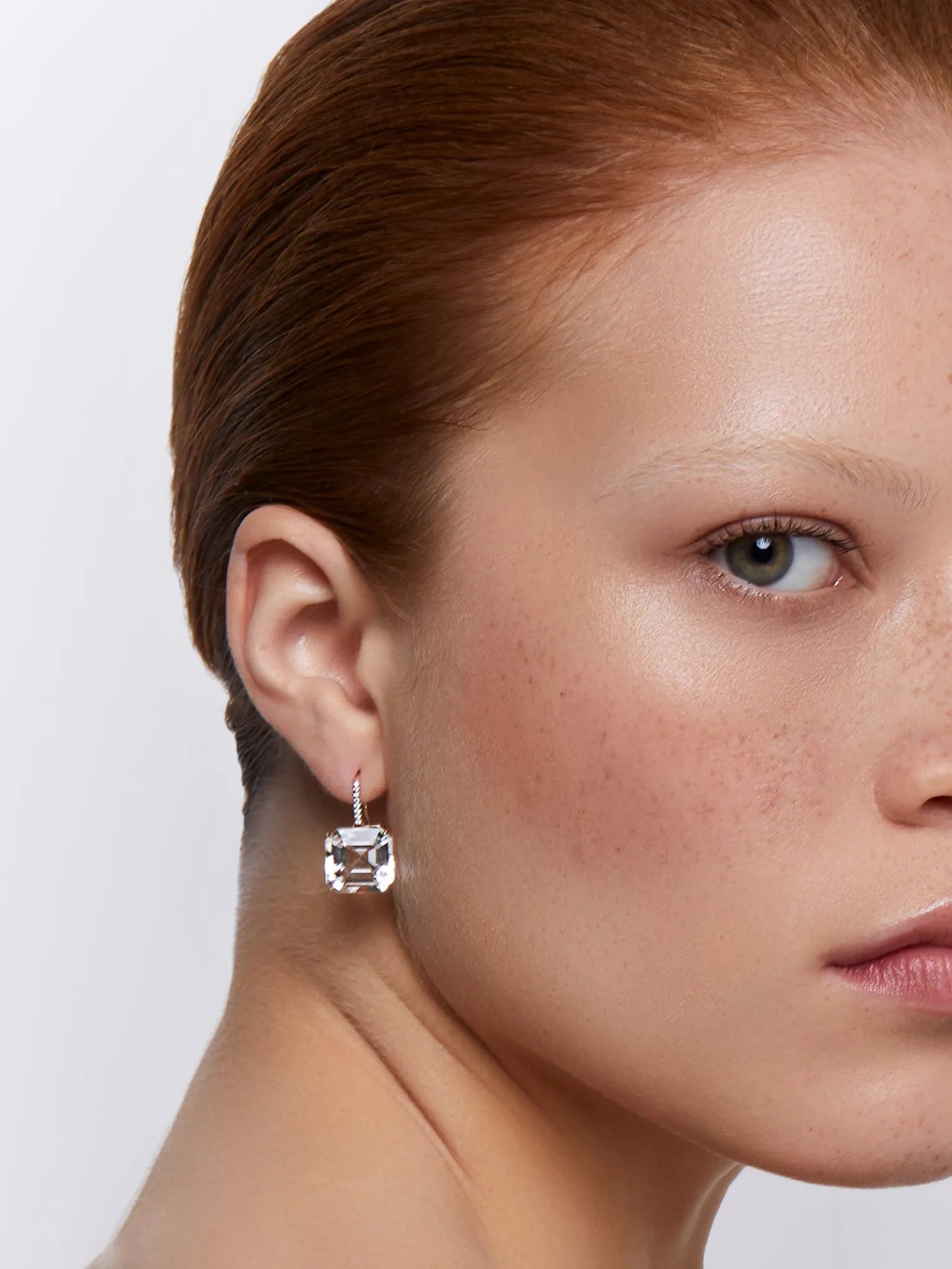 14kt Asscher Cut White Topaz Drop Earrings — фото 3