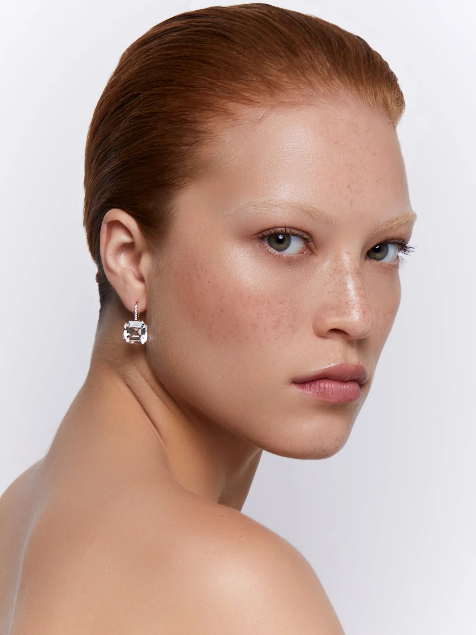 14kt Asscher Cut White Topaz Drop Earrings — фото 4