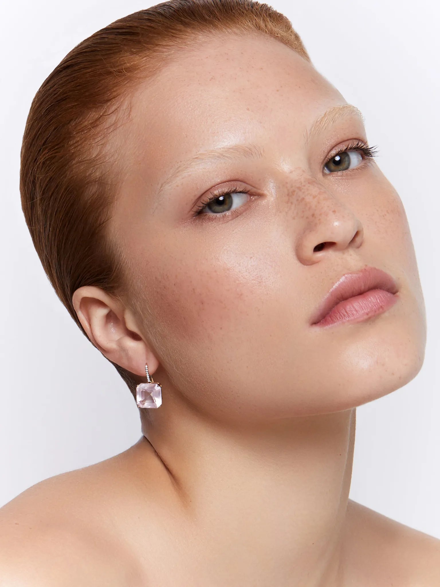 14kt Asscher Cut Pink Topaz Drop Earrings — фото 3