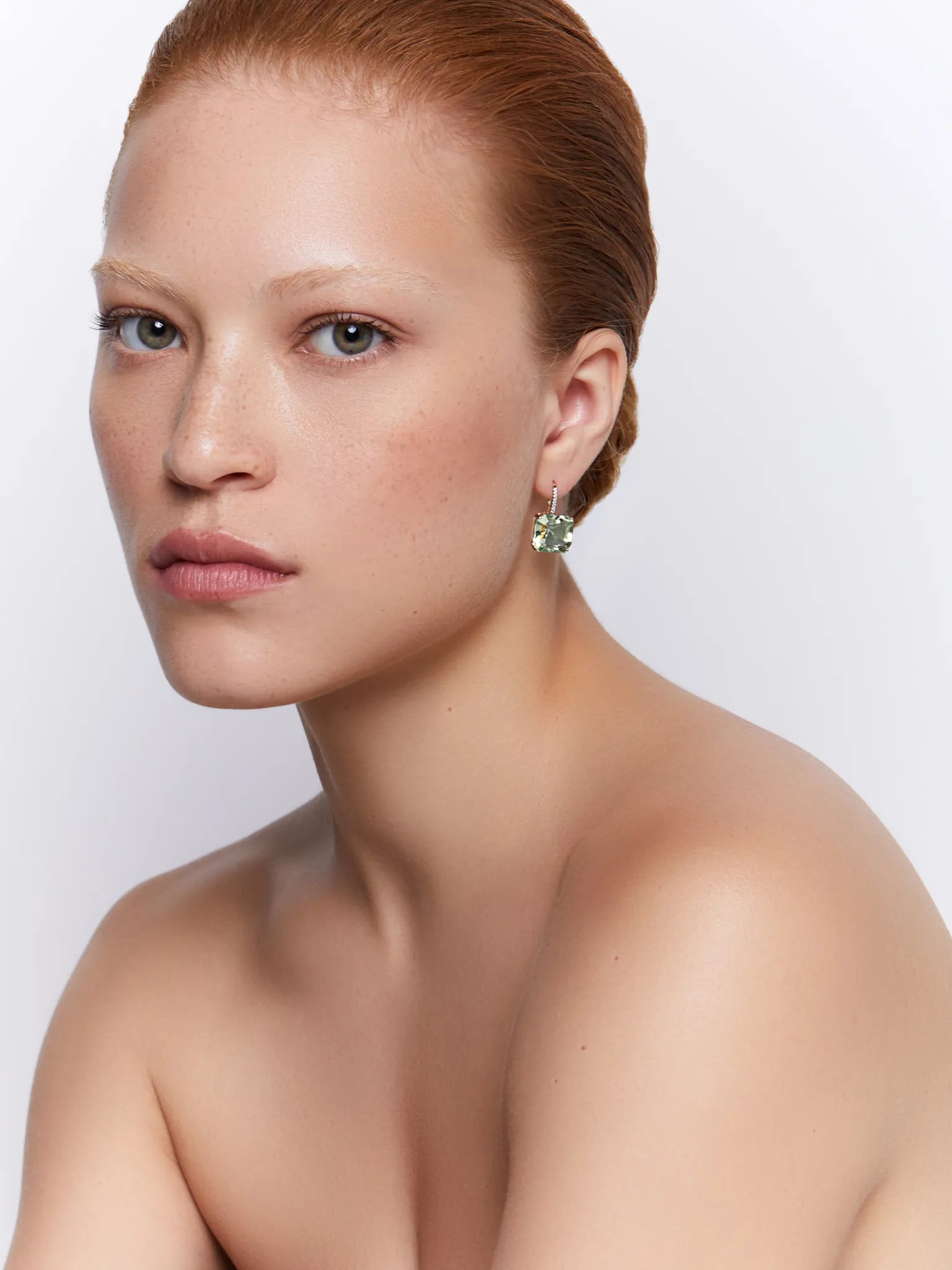 14kt Asscher Cut Green Amethyst Drop Earrings — фото 3