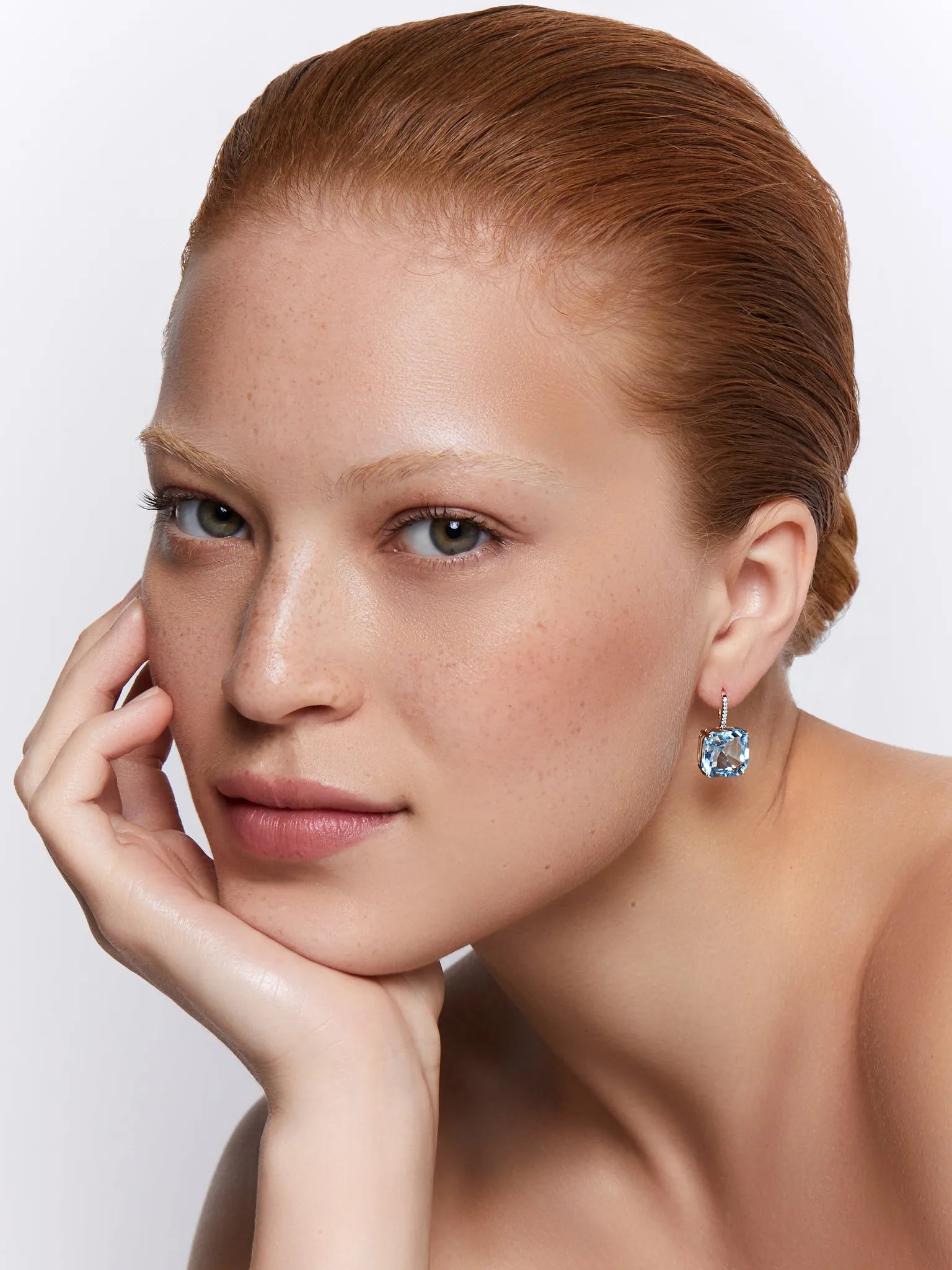 14kt Asscher Cut Blue Topaz Drop Earrings — фото 2