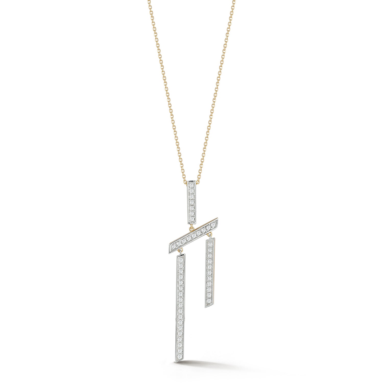 14kt Slanted Twin Bar Necklace