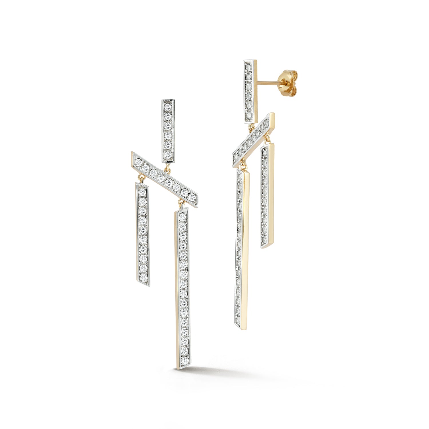 14kt Slanted Twin Bar Earrings — фото 3