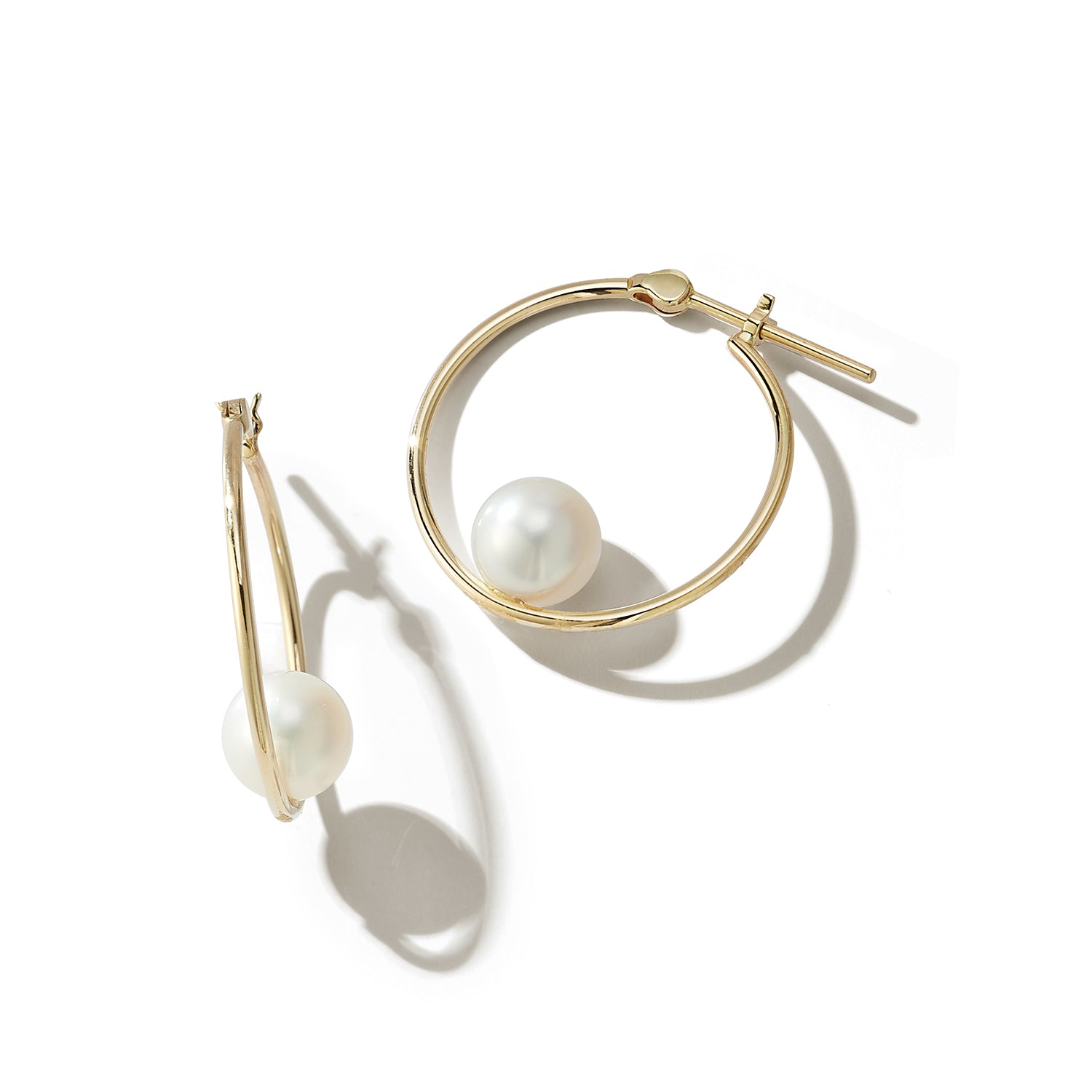 14kt Suspended Pearl Hoops — фото 2