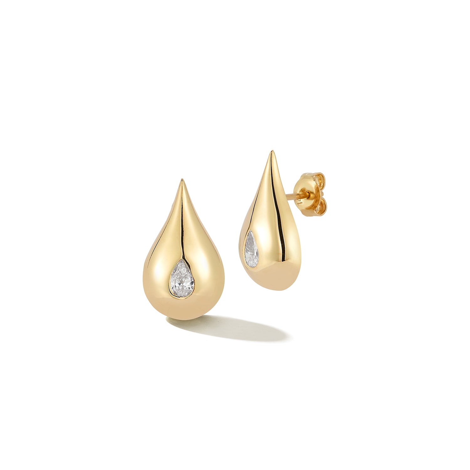 14kt Diamond Water Droplet Earrings