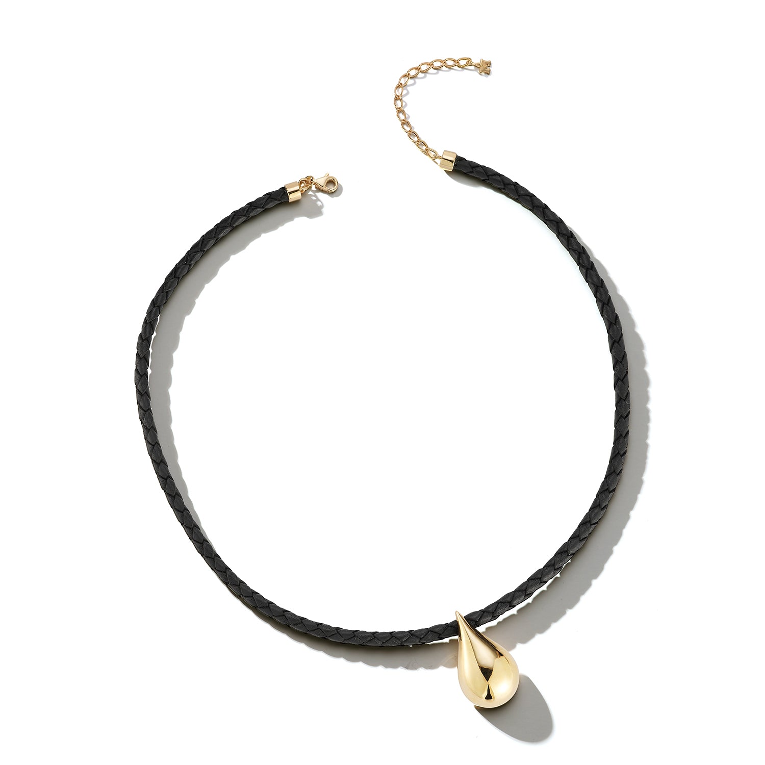 14kt Water Droplet on Leather Necklace — фото 4