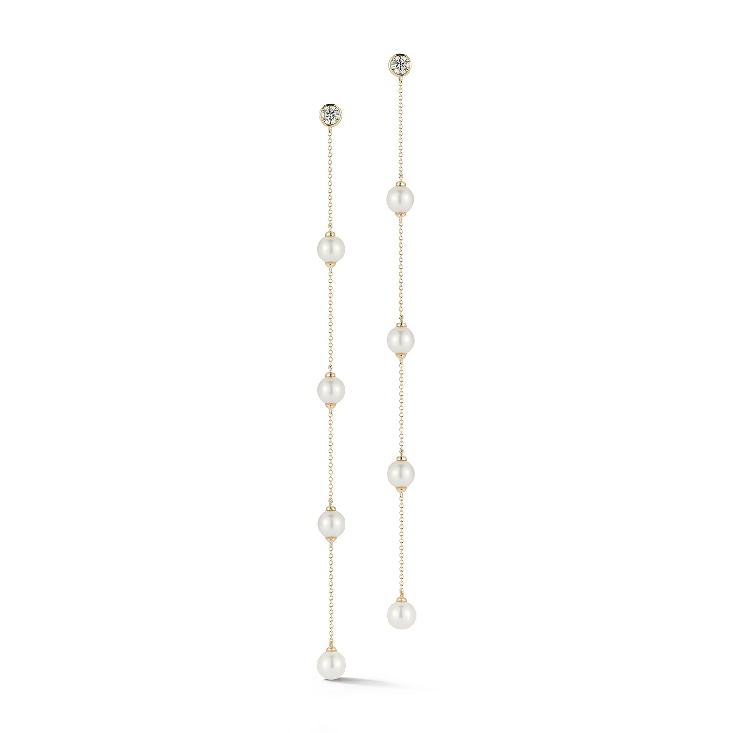 14kt Diamonds and Pearls Drizzle Earrings — фото 3