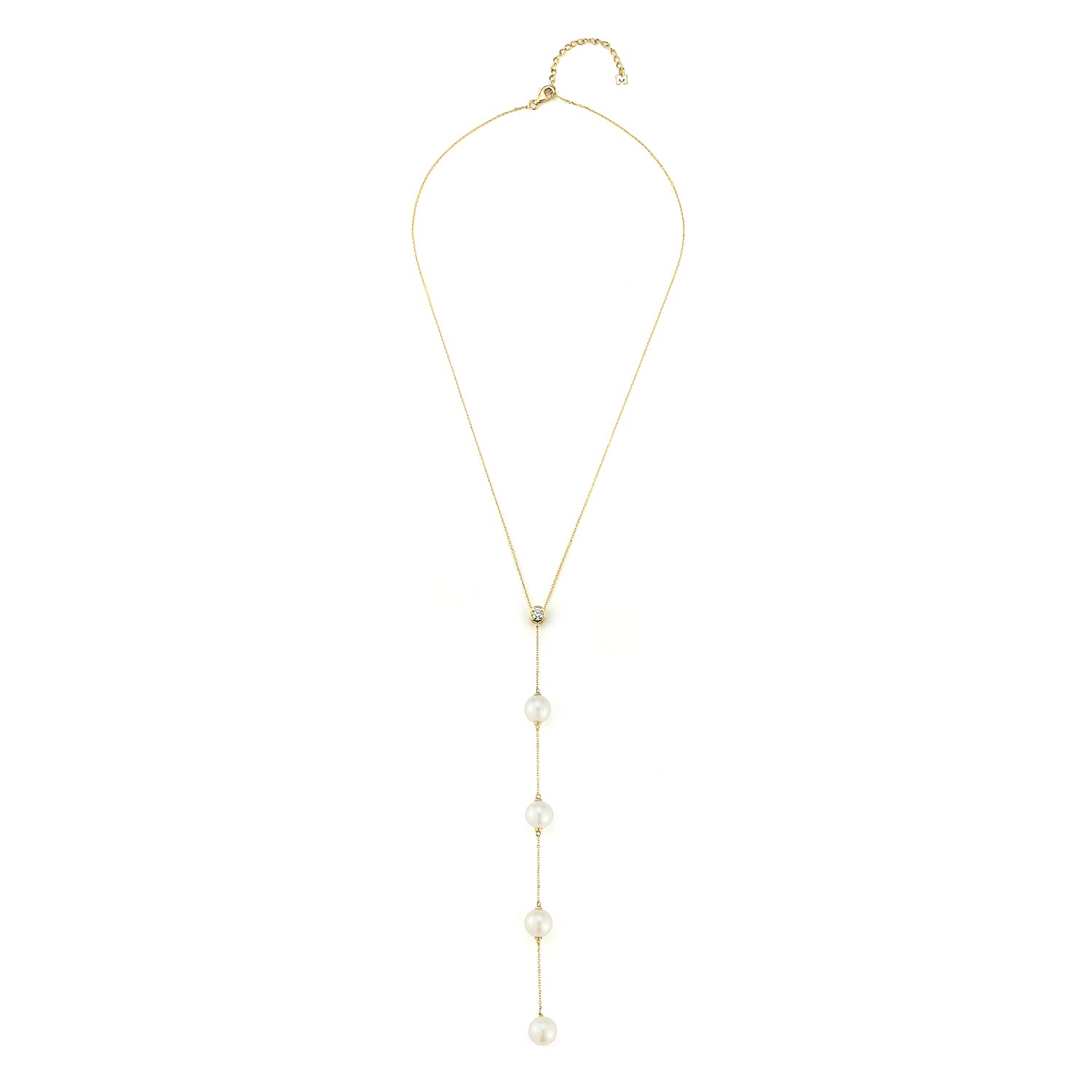 14kt Diamonds and Pearls Drizzle Lariat Necklace — фото 4
