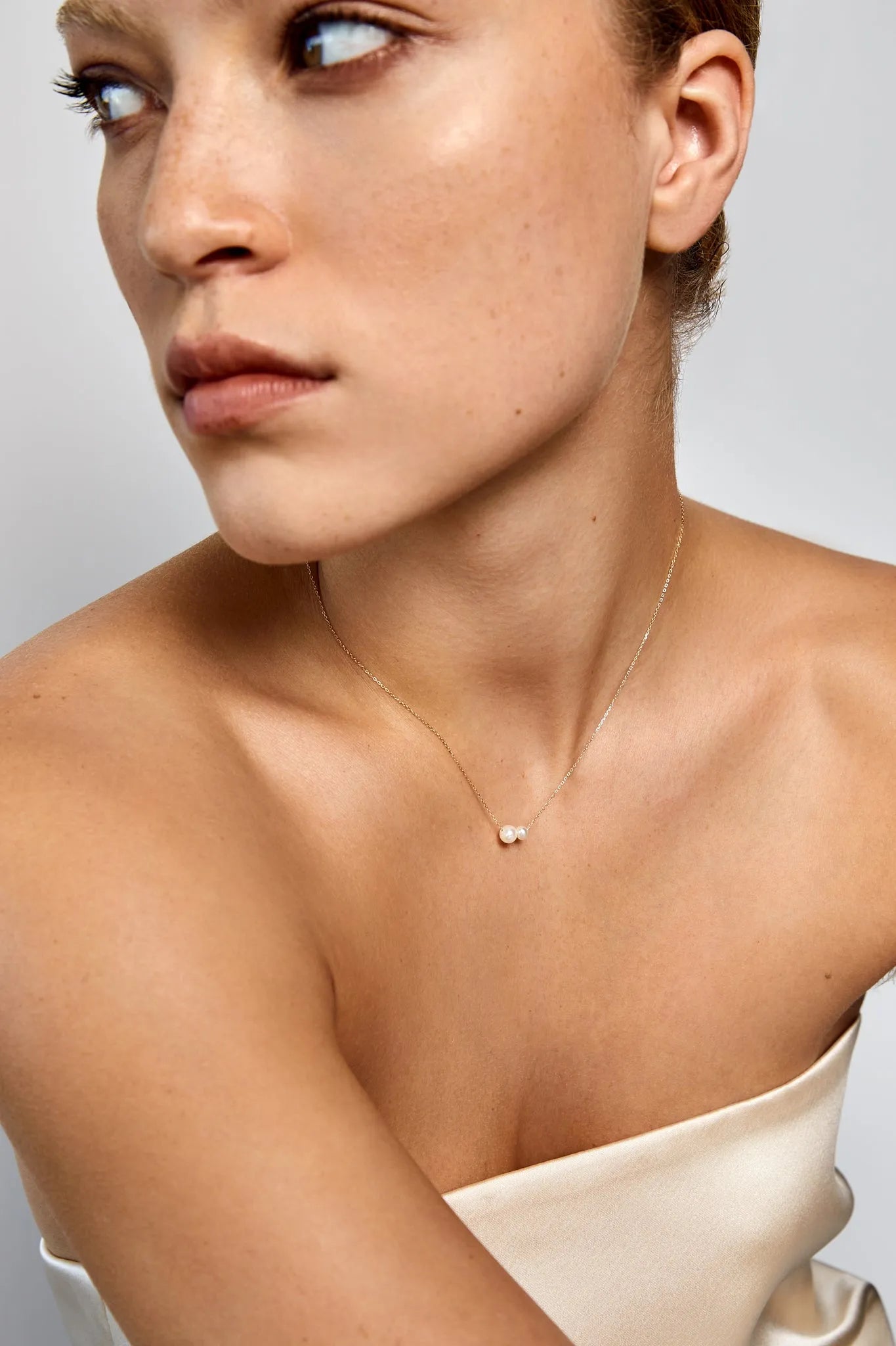 14kt Duo Suspended Pearl Necklace — фото 2