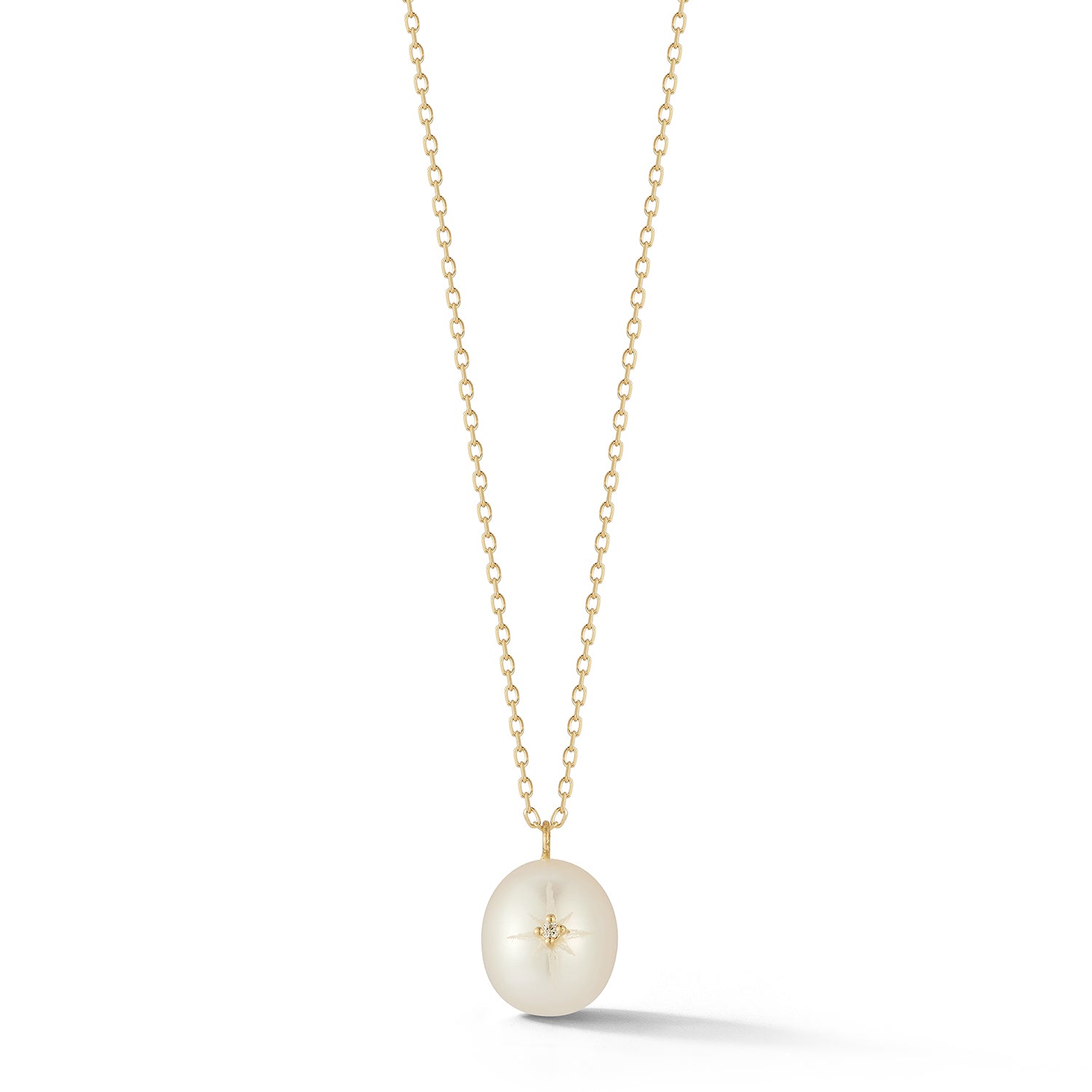 14kt Diamond Studded Baroque Pearl Necklace — фото 1
